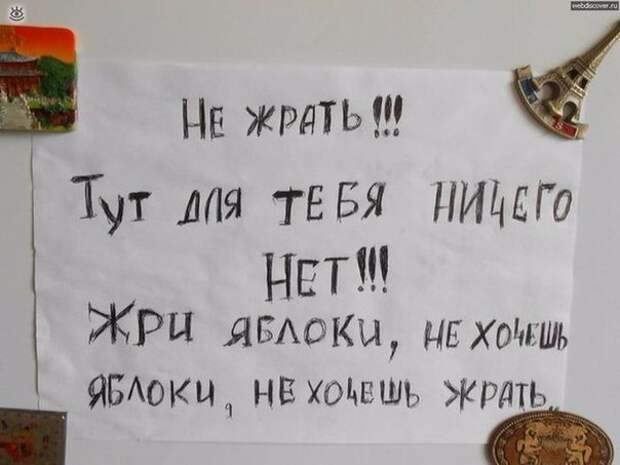 Самые смешные и неожиданные записки на холодильнике Самые смешные и неожиданные записки на холодильнике