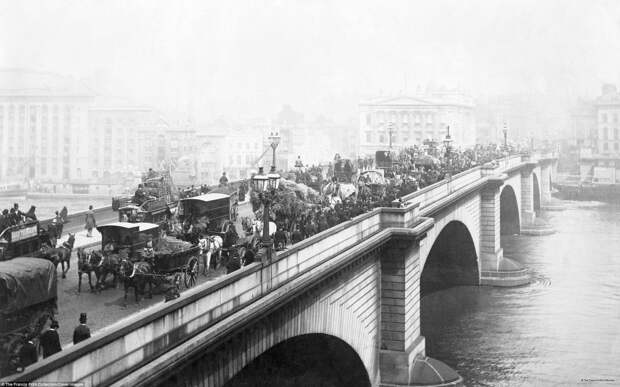 Лондонский мост, 1890 г. архивные снимки, архивные фотографии, великобритания, коллекция фото, новатор, фотограф, фотография