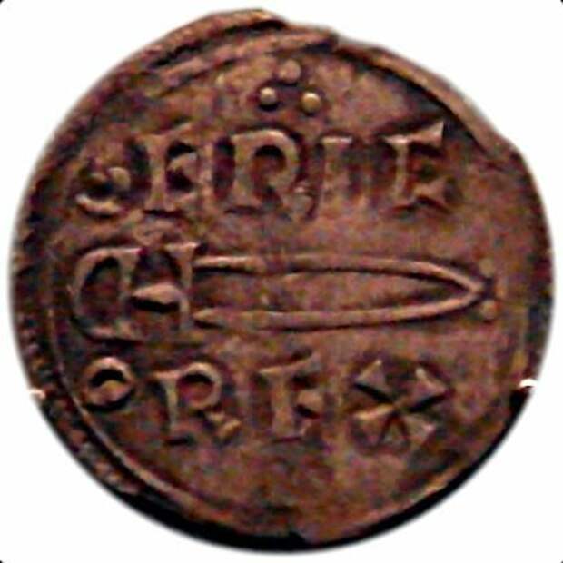 Монета Эйрика, отчеканенная в Англии (в Норвегии конунг не удержался и отправился на Британские острова)