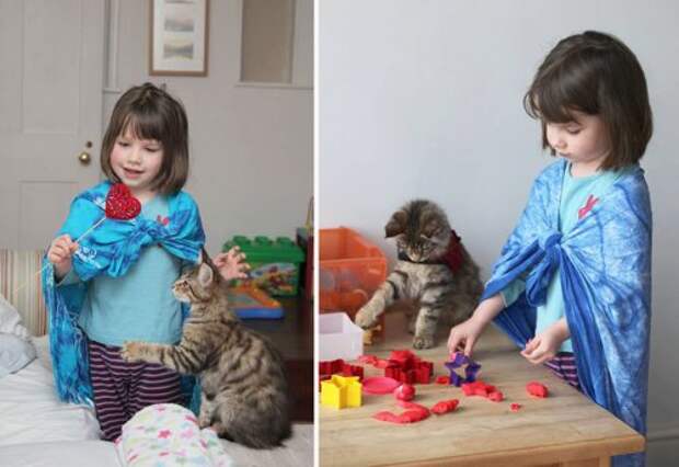 Задушевная дружба 5-летней девочки, страдающей аутизмом, и её терапевтической кошки (23 фото)