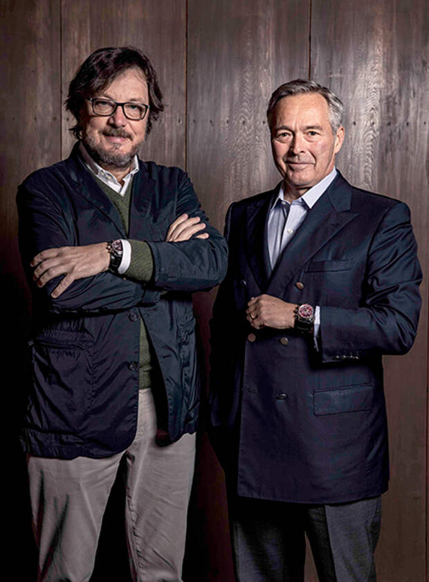 Андреа Загато и Карл-Фридрих Шойфеле на презентации часов Mille Miglia Classic Chronograph Zagato 100th Anniversary Edition