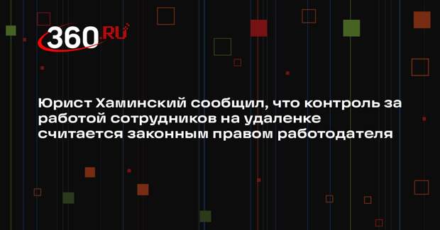 Юрист Хаминский сообщил, что контроль за работой сотрудников на удаленке считается законным правом работодателя