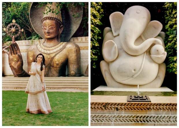 Статуи, фонтаны и висячие сады украшают огромный дом («Антилия», Индия).