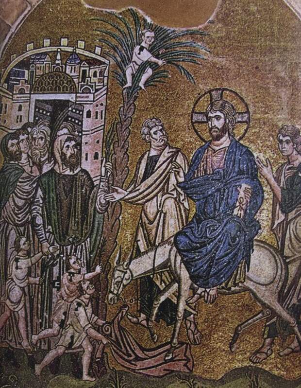 Вход Господень в Иерусалим XI.Византия Церковь Успения Богородицы,Монастырь Дафни,Греция