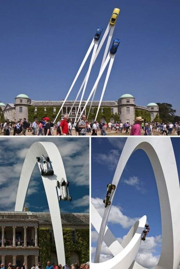 Парящие в воздухе автомобильные скульптуры от известного скульптора Джерри Джуда.
