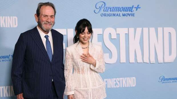 tommy lee jones and jenna ortega at the premiere of finestkind