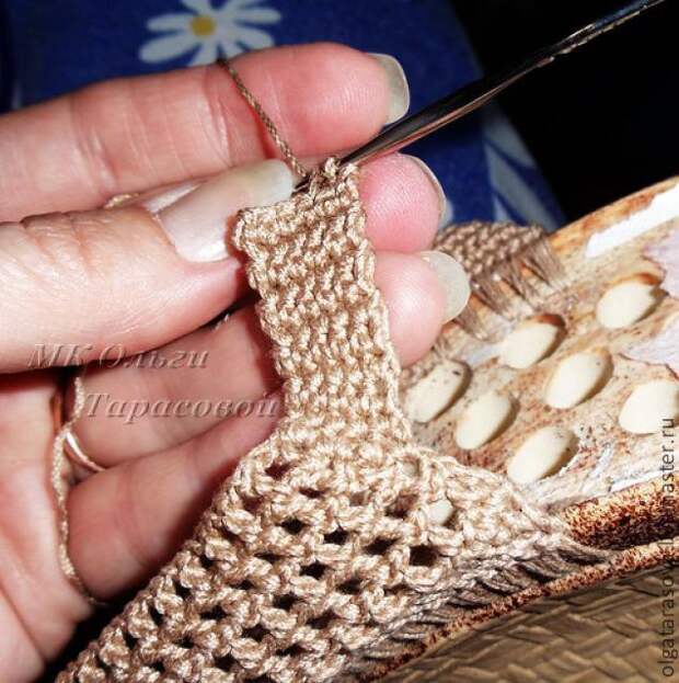 Реставрация обуви, вязаные босоножки