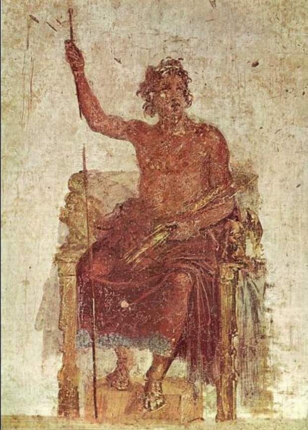 Фреска, предположительно изображающая Александра в образе ЗевсаДом Веттиев, ПомпеиI в. н.э. 