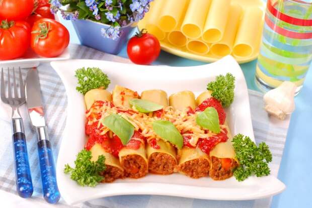 Рецепт каннеллони с мясным фаршем Рецепт каннеллони с мясным фаршем