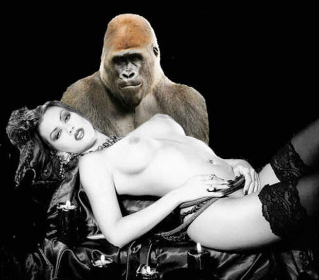 Женщина и большая обезьяна