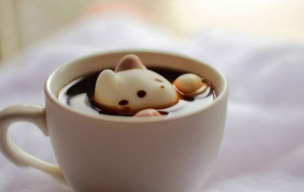Плавающие зефирные котята в вашей чашке горячего кофе!