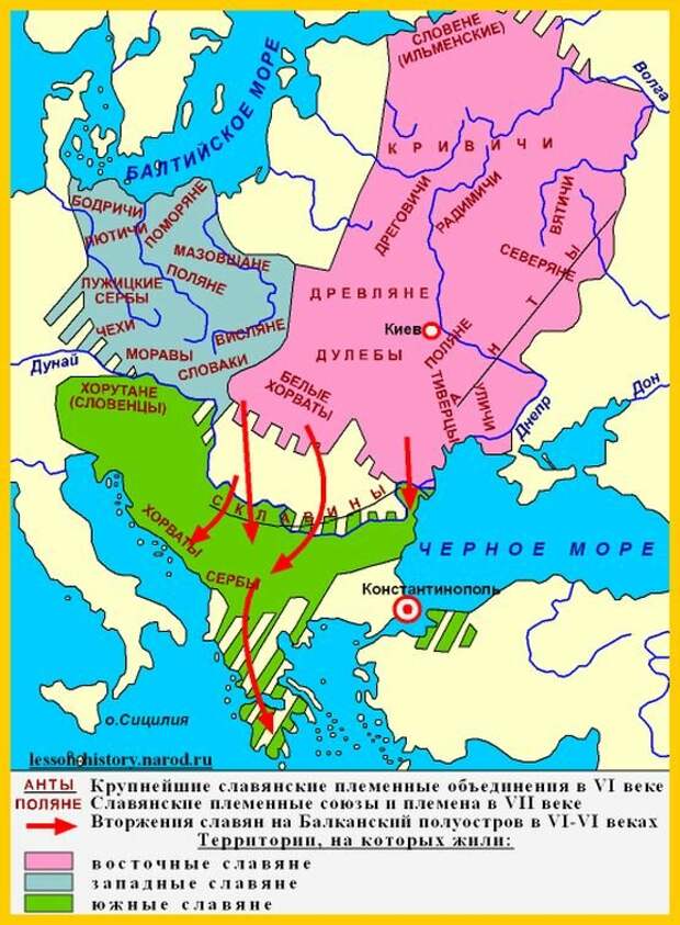 Приблизительная схема расселения древних белых хорватов, которых северо-восточные племена вытеснили с территории современной Западной Украины