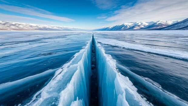 Водитель не заметил трещину на льду Байкала — туристы оказались в ловушке