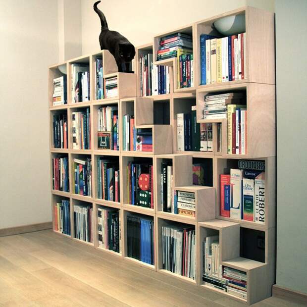 Книжная полка, которую оценит ваш кот