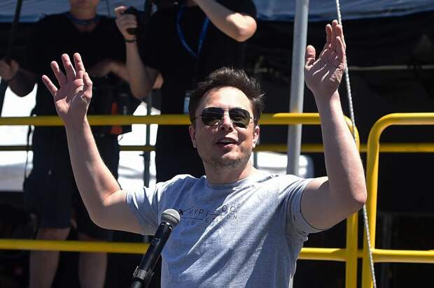 Tesla CEO Elon Musk speaks at the 2018 SpaceX Hyperloop Pod Competition, in Hawthorne, California on July 22, 2018.