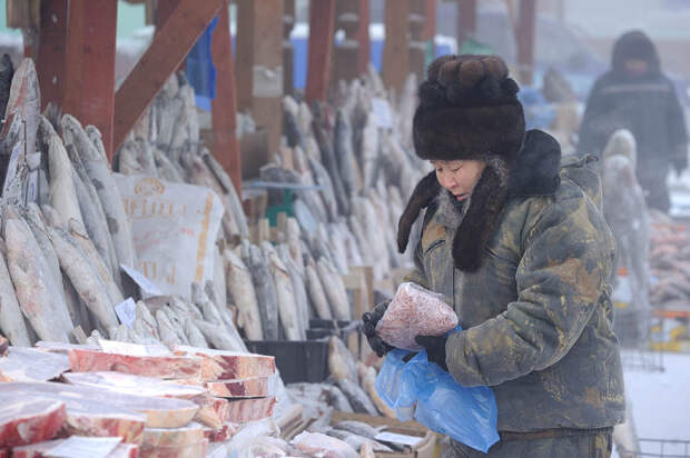 Якутский рынок при 40 градусах мороза