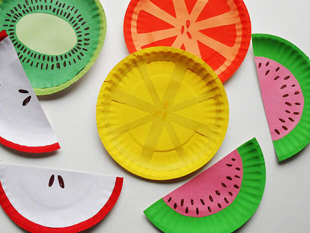 30. Бумажные тарелки в виде фруктов дети, поделки, своими руками, сделай сам, творчество
