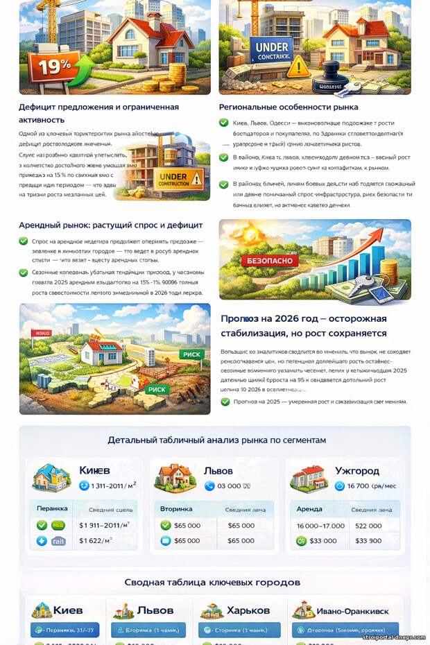 Рынок недвижимости Украины 2025–2026: тенденции, цены, сегменты и прогноз