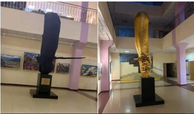 В читинском вузе появилась похожая на золотой фаллос скульптуру высотой 3 метра
