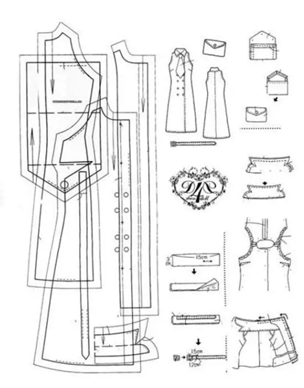 Конструкция одежды. Выкройка сарафана для куклы Барби. Выкройка платье футляр для Барби. Лекала для пошива одежды национальной одежды. Национальная одежда для кукол выкройки.