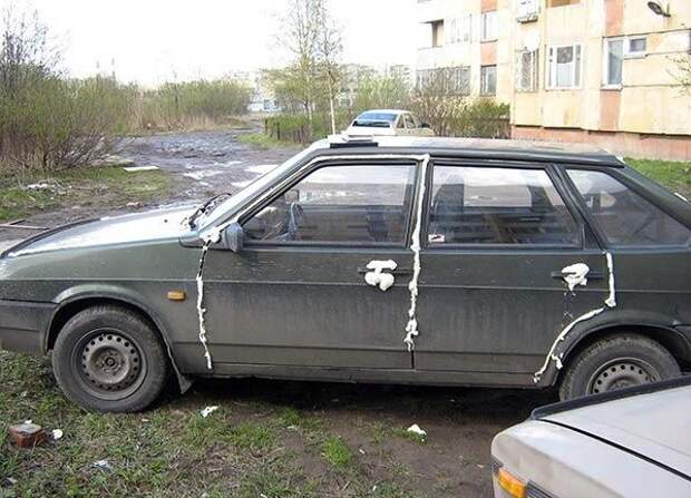 Народный штраф за неправильную парковку автомобили, парковка авто, юмор