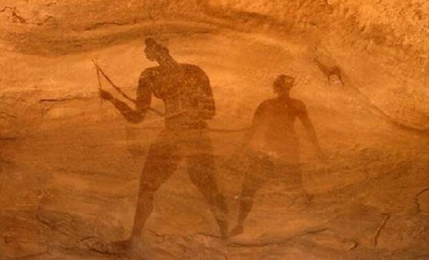Одна из древних фресок в пещере Намибии изображает человека эпохи неолита с раздвоенной лозой в руках