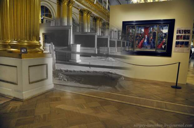 Ленинград 1941-Санкт-Петербург 2015 Гербовый зал (Зал195) Санкт - Петербург, война, россия, ссср, тогда и сейчас, эрмитаж