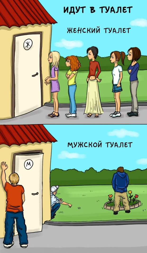 Разница между мужчинами и женщинами в веселых комиксах