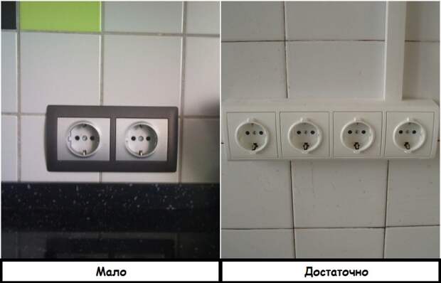 На кухне на фартуке нужно хотя бы четыре розетки На кухне на фартуке нужно хотя бы четыре розетки