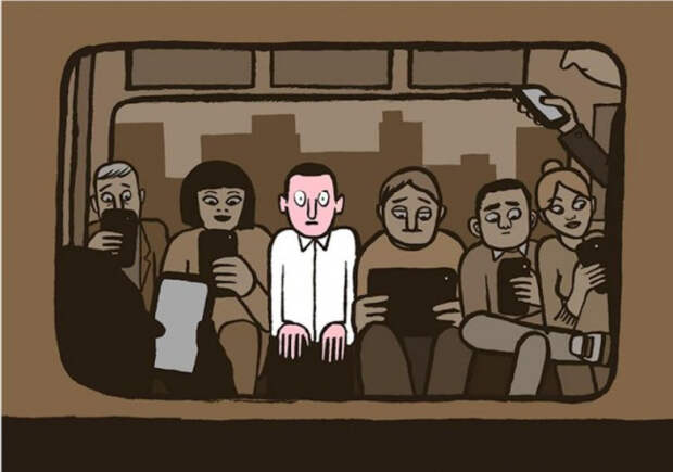 карикатуры на злобу дня, влияние гаджетов