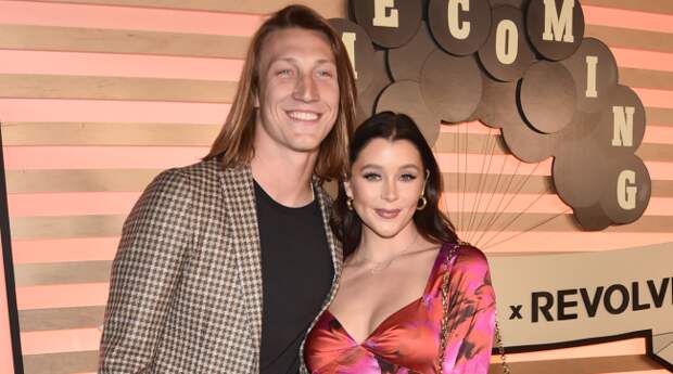 trevor lawrence wife marissa red carpet 2nd anniversary beach photos