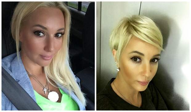 Лера Кудрявцева до и после смены имиджа (справа) 