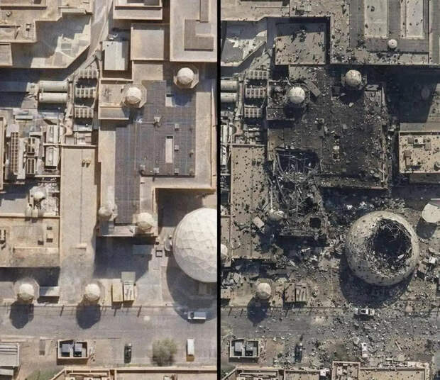 Иран оперативно представил детальные снимки итогов прилётов по РЛС США в Катаре