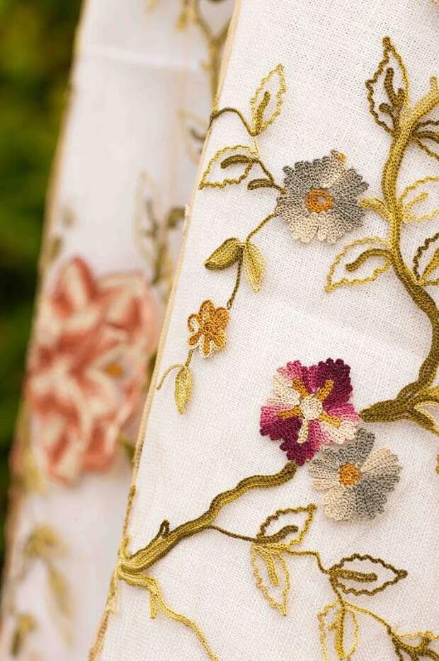 A stunning piece of antique tambour embroidery. A Tamboured Garden: 