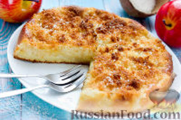 Фото к рецепту: Творожный пирог с яблоками