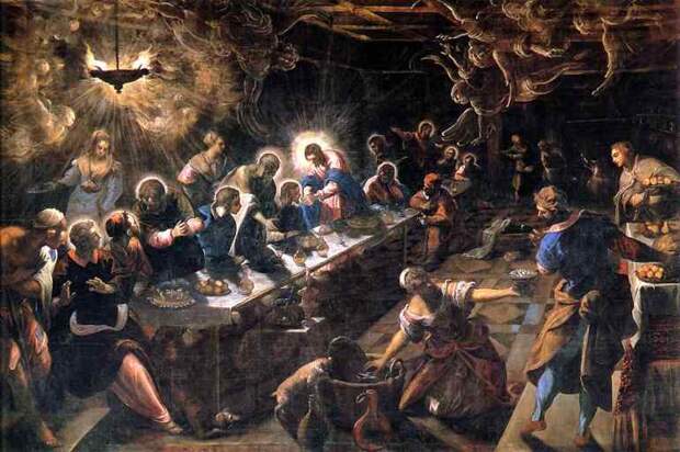 Я.Тинторетто. Тайная вечеря. 1592 —1594. Церковь Сан-Джорджо Маджоре, Венеция