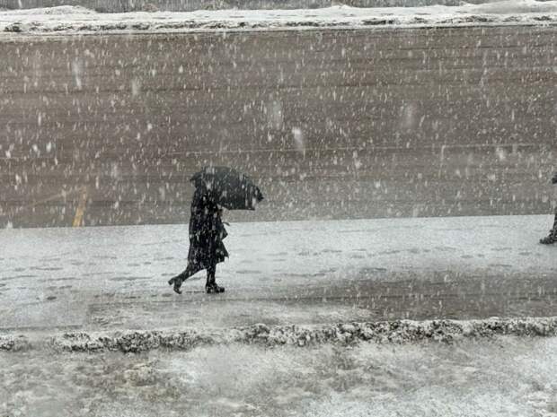 Снег, крепкий ветер и гололедица нагрянули в Петербург 27 апреля