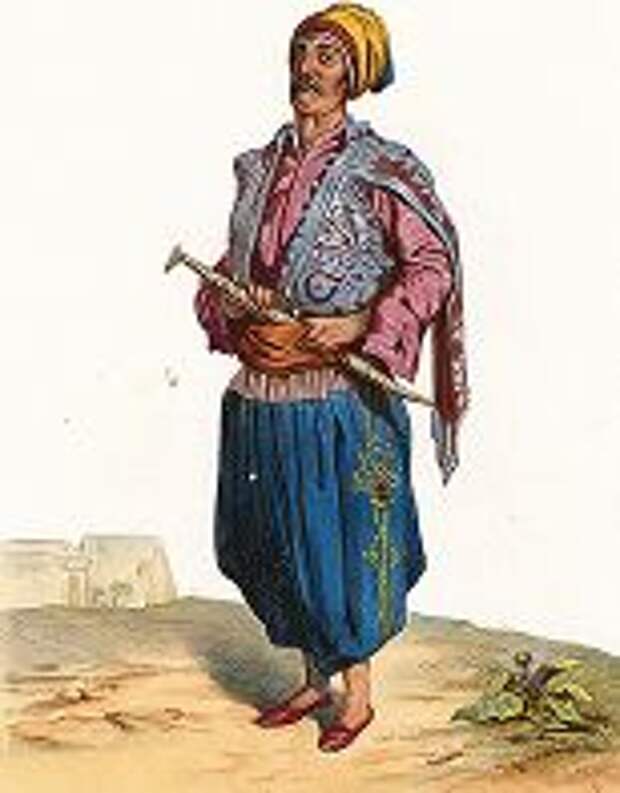 Турок из грузинского города Ахалцихе. "Costumes du Caucase", л. 47, Париж, 1840-е гг. 