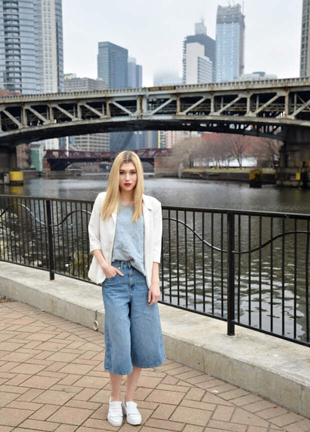 denim, culottes, denim culottes, white blazer, denim on denim, how to wear denim, spring style