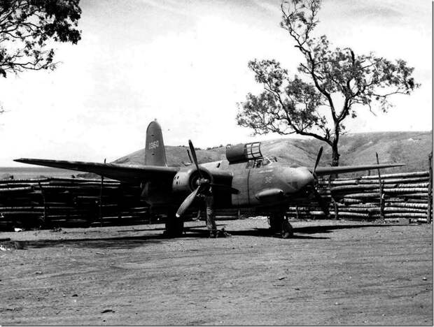 47. Американский лёгкий бомбардировщик А-20 на стоянке полевого аэродрома Вторая, война, мирова, фото