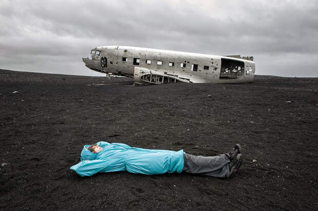 Sólheimasandur, Исландия автопортрет, девушка, путешествие
