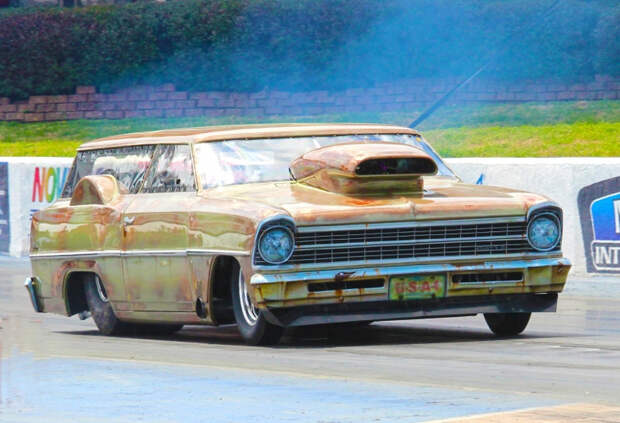 Ржавое, но очень быстрое корыто Chevrolet Nova Nova, chevrolet, авто, драгстер, тюнинг