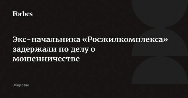 Экс-начальника «Росжилкомплекса» задержали по делу о мошенничестве