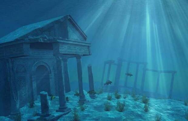 Artist’s representation of underwater ruins.