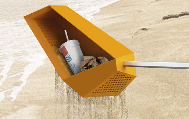 Совок-сито для уборки мусора на пляже