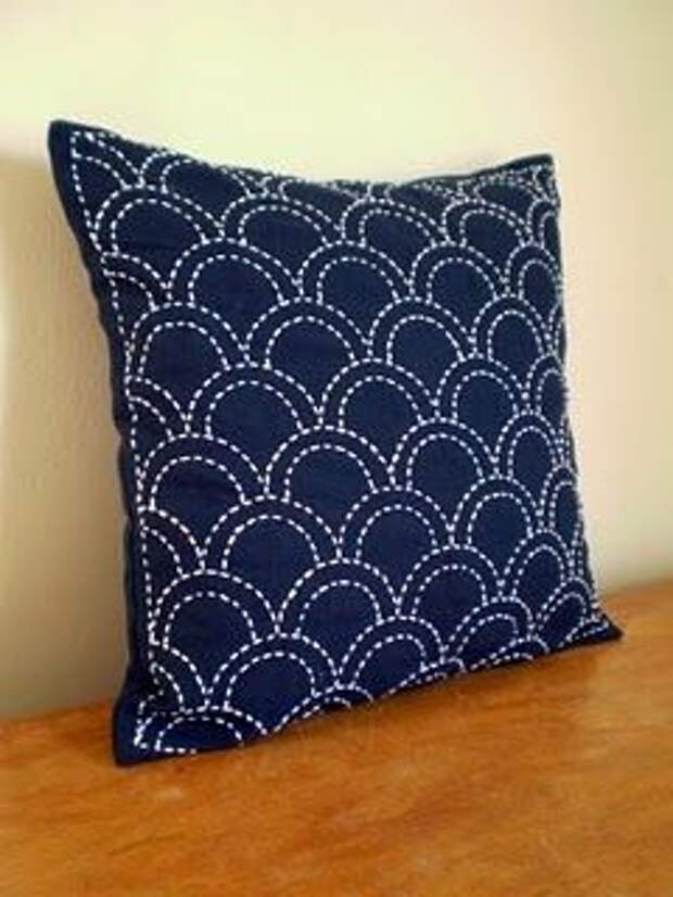 sashiko embroidered pillow