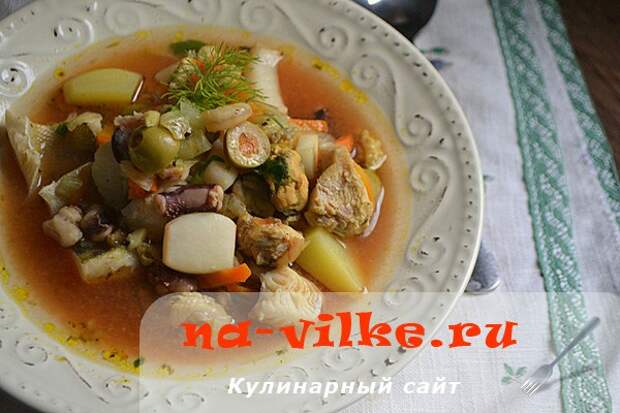 Суп с судаком и морепродуктами