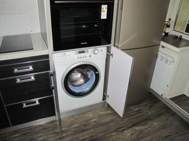 Ремонт кухни, встраиваемая стиральная машина на кухне