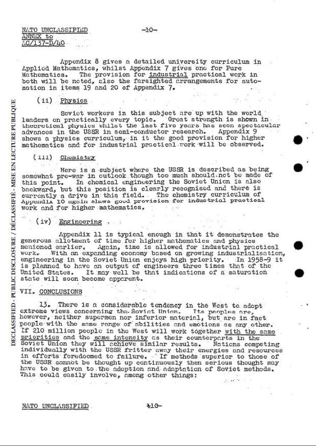 Аналитическая записка НАТО об образовании в СССР 1959 г.