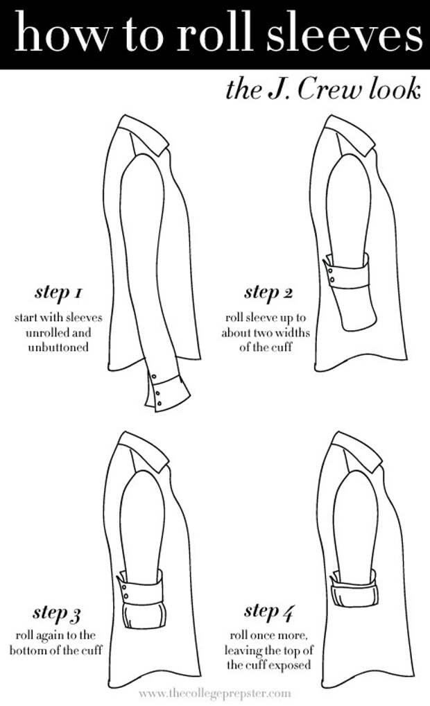 17. Подворачивайте рукава, как модель J.Crew 17. Подворачивайте рукава, как модель J.Crew еда, женщинам, красота, лайфхаки, порядок